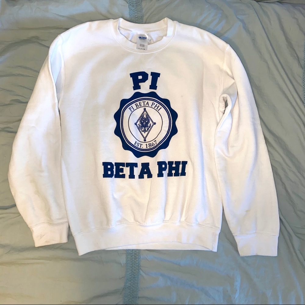 White Gildan Pi Beta Phi crewneck